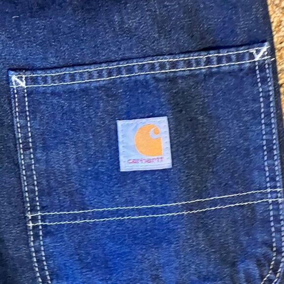 Carhartt Men's Carpenter Loose Straight Denim Dungaree Dark Wash. Size 38X32 - Picture 8 of 8